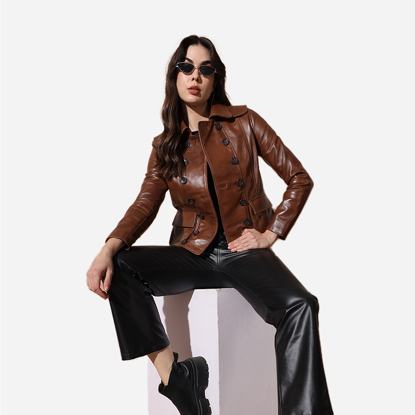 Women Double Side Pure Leather Jacket