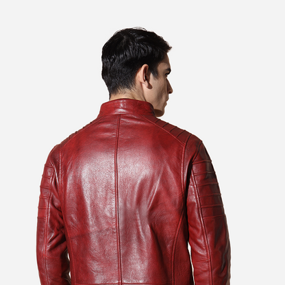 Men Red Pure Leather Jacket