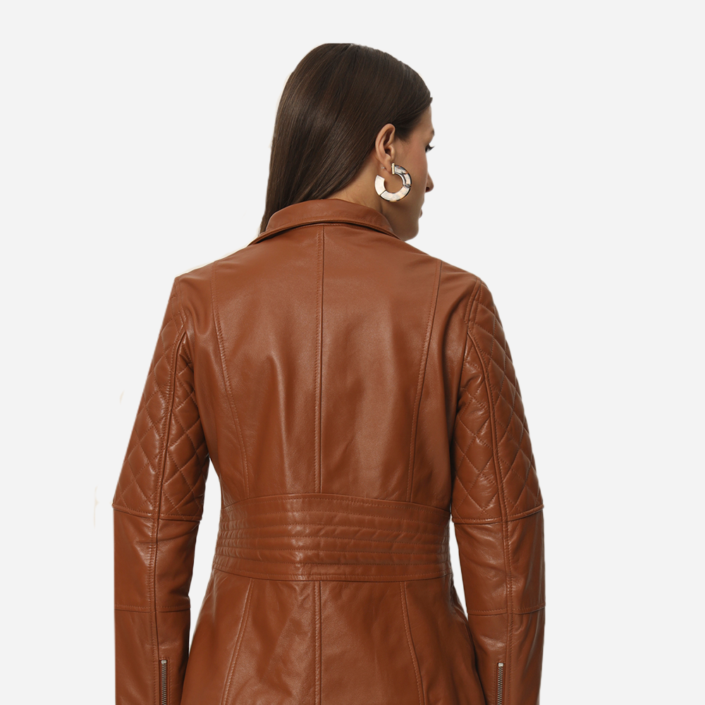 Women Rust Pure Leather Bikers Jacket