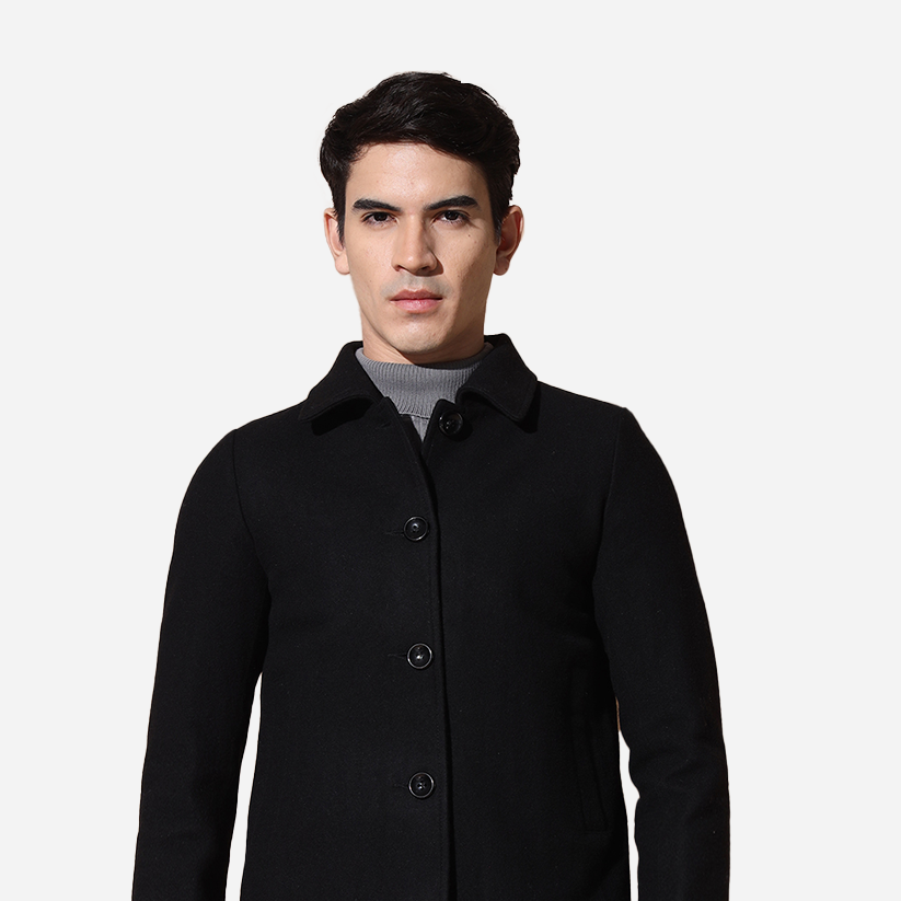 Pure Wool Borg Collared Jacket